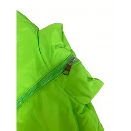 Women'S Stylish Yellow Puffer Jacket - Casual Long Sleeve, Short Length, Zip-Up with Pockets, Perfect for Winter Fashion, Winter Fashion Jacket|Zipup Jacket|Padded Jacket, Yellow Jacket/coat Women, Winter Jacket Women, Coat For Women