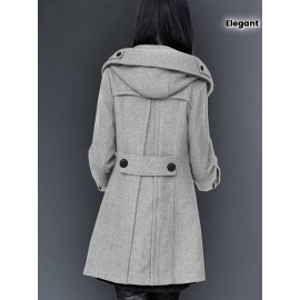 Women's Heavyweight Tweed Coat - Elegant Winter Outerwear, Structured H-Silhouette Long Jacket for Cold Weather, Formal & Everyday Use - Non-Stretch Fabric (Hand Wash/Dry Clean), Ladies Winter Coats