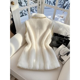 Autumn and Winter Sleeveless Tweed Jacket