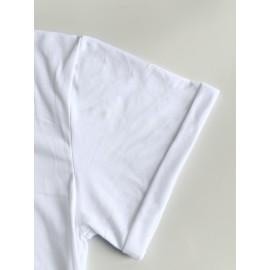 [Festive Christmas Tree Print Tee ] Women'S Christmas Tree Print T-Shirt, Polyester Blend, V-Neck, Short Sleeve, Knit Fabric, Casual Pullover with Slight Stretch, for Festive Holiday Top