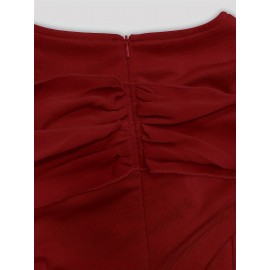 Women's Elegant Formal Evening gown - Rich Red Mermaid party dress, Bodycon fit long Formal Attire with Zipper Back, Machine Washable Wedding & Gala Outfit for Women, Event Attire, Structured Silhouette