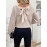 Women'S Elegant French-Inspired V-Neck Sweater with Back Bow - Long Sleeve Loose Fit Pullover, Soft & Brown Color Block Design, Fall/Winter Casual Chic Sweater, Sweater For Winter, Fall Fashion, Sophisticated Style, Quality Stitching, Stylish Top