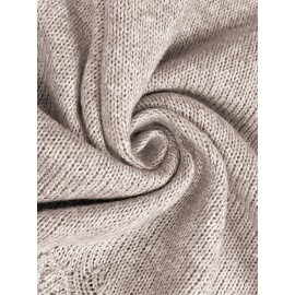 Women'S Elegant French-Inspired V-Neck Sweater with Back Bow - Long Sleeve Loose Fit Pullover, Soft & Brown Color Block Design, Fall/Winter Casual Chic Sweater, Sweater For Winter, Fall Fashion, Sophisticated Style, Quality Stitching, Stylish Top