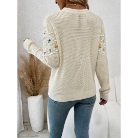 Women'S Floral Embroidered Pullover Sweater [Selected by Nian Nian]